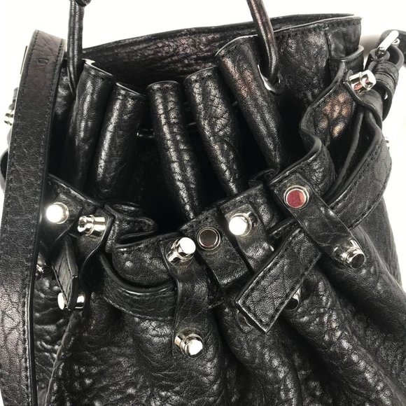 Alexander Wang Diego Studded Leather Bucket Bag Silver-Tone Hardware RARE - Picture 10 of 15
